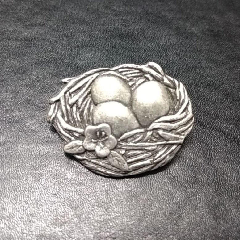 Birds & Blooms Silver Tone Brooch